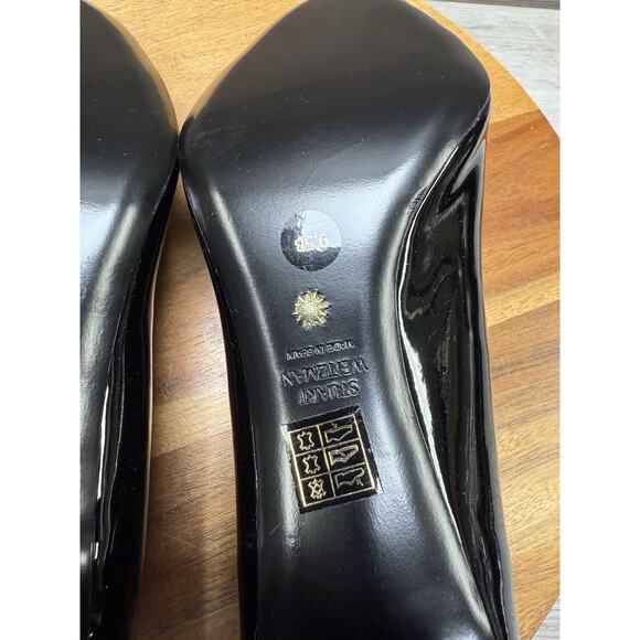 Stuart Weitzman Vida Patent-Finish Block Heel Pumps Shoes Black 9.5 - Picture 11 of 13